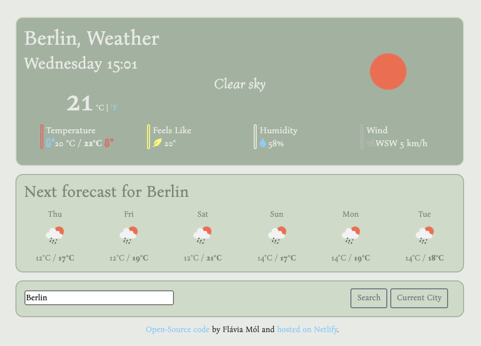 Printscreen Weather app